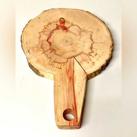 Raw Edge Live Wood Hand Crafted FLAMING BOX ELDER Handled Hot Pot Pad - Picture 5 of 14